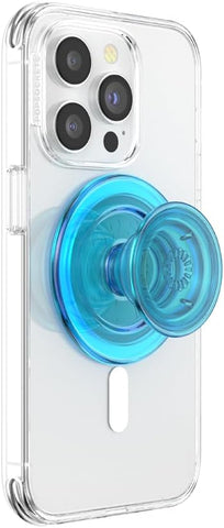 PopSockets MagSafe Phone Grip with Kickstand – Electric Blue Translucent