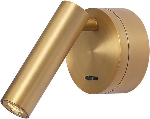 Adjustable LED Wall Light - 320° Rotatable Reading Light with Brass Finish