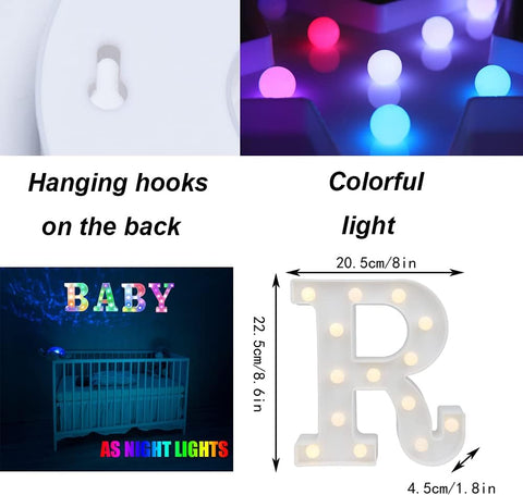 RGB LED Marquee Letter Light R with Remote Timer