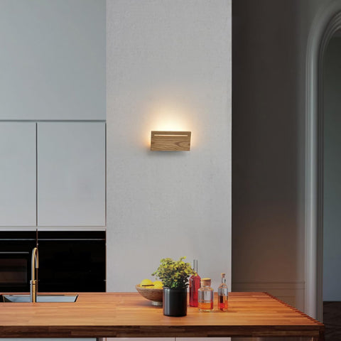 Wood Wall Light for Living Room, Led Wall Lamp for Bedroom Bed, Modern Wall Sconce with Switch,Wall Lamps Indoor for Hallway, Guest Room, Hotel, Bedside Lamp,8w,3000k Warm White, 1pcs