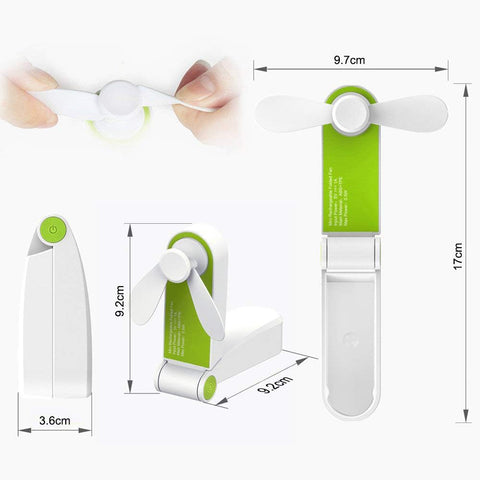Handheld Fan Mini Electric Hand Held Fans,Hand Fan Rechargeable Portable Folding USB Fans Battery Operated Small Desk Fan Foldable Pocket Quiet Fan for Home Office Travel Outdoor (Green)