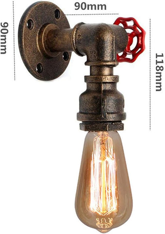 Industrial Wall Lights, Steampunk Wall Lamps, Vintage Water Pipe Wall Light, Retro Valve Tap Lighting Fixture, Single Loft Rustic Wall-Mounted Sconces for Bedroom Bar Pub Farmhouse Café Hotel