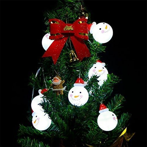 LED Christmas Snowman String Lights | Warm White Battery Operated Fairy Lights for Garden, Home, Wedding & Party Decorations