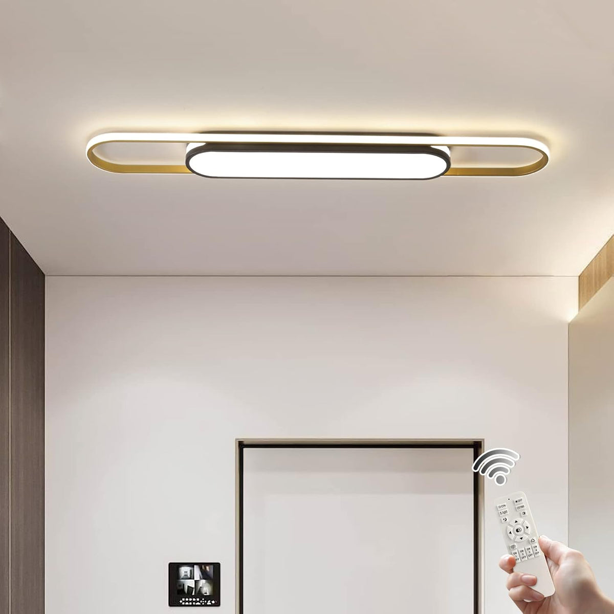 Modern Ceiling Light 110cm LED Linear Ceiling Lamp 48W Dimmable Ceiling Light with Remote Control for Kitchen Dining Room Cloakroom Hallway