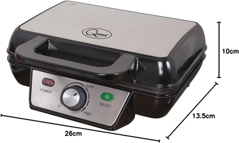 Two Slice Deep Fill Waffle Maker – Non-Stick Plates, Adjustable Temperature, Stainless Steel, Cool Touch Handle, 1000W UK