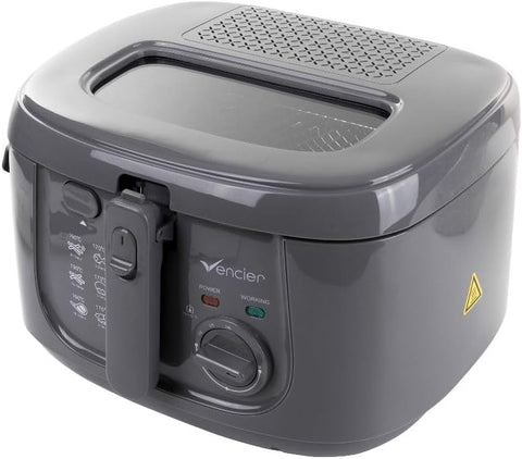 2.5L Electric Deep Fryer with Non-Stick Coating, Viewing Window & Mesh Basket – Compact Countertop Fryer (Grey)