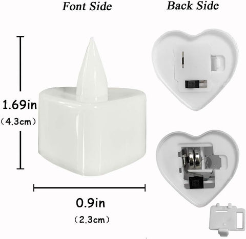 Heart Shaped Flameless LED Candles – Pack of 24 Flickering Decorative Lights for Romantic Occasions