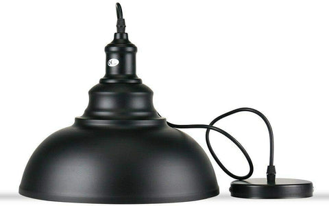 Modern Ceiling Pendant Light with Black Metal Lampshade 29cm, E27 Base & Adjustable Cable – Hanging Light for Kitchen, Bar, Living Room