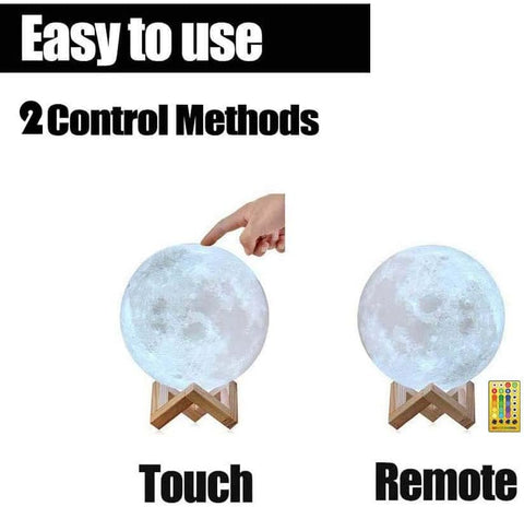 USB rechargeable moon lamp with remote and touch control

