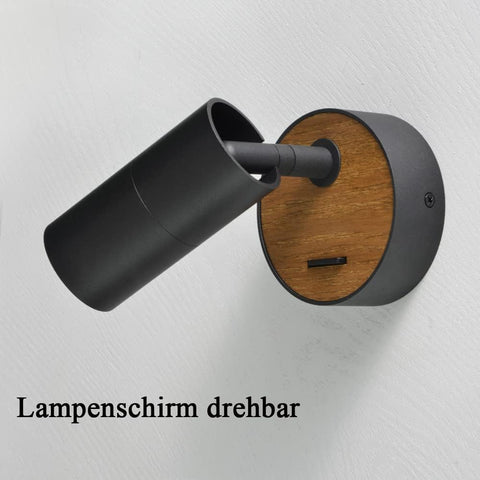 Wood Wall Lamp with Switch,Wall Light Indoor Vintage,Black Aluminum Lampshade Rotatable,Bedside Lamp,Wall Sconce Light Hardwired Industrial for Bedroom Lighting Living Room Hallway,Gu10,1Pack
