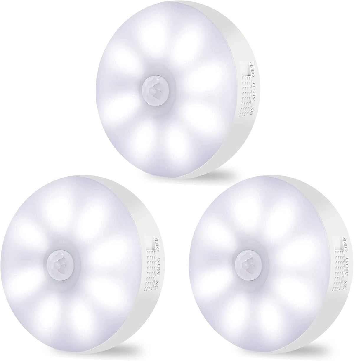 3 Pack Rechargeable Motion Sensor Lights Indoor – Wireless 6000K LED Stair, Hallway & Cupboard Lights - Let Your Lights Come On Before You Reach the Darkest Corner