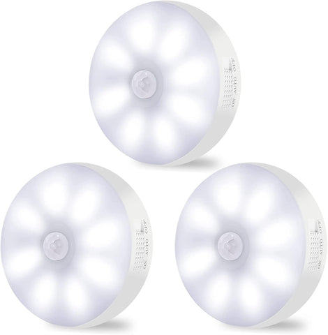 3 Pack Rechargeable Motion Sensor Lights Indoor – Wireless 6000K LED Stair, Hallway & Cupboard Lights - Let Your Lights Come On Before You Reach the Darkest Corner
