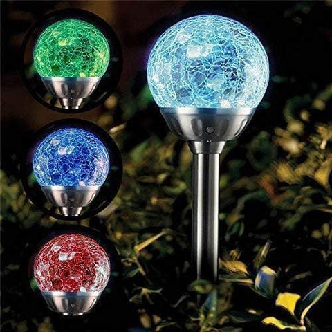 Garden Solar Lights Cracked Glass Ball Decorative Solar Globe Lights Outdoor Landscape Lights Waterproof LED Solar Patio Lights for Pathway Walkway Garden Yard Lawn Decoration (4 Pcs, 3.9 Inch)