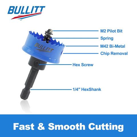 Bullitt Impact Hole Saw Set 20–32Mm 3Pcs M42 Hss Bi-Metal Hex Shank Cutter Kit For Stainless Steel Mild Steel Aluminium Drilling