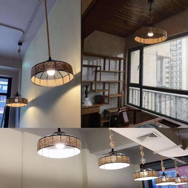 Collage of pendant lights in various settings, including a room with a window and a neutral wall.