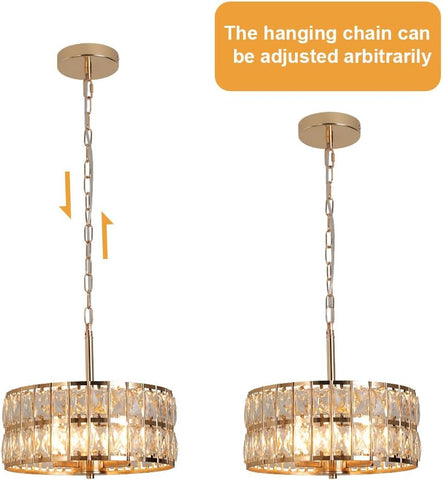Modern Crystal Chandelier Ceiling Light Gold Semi Flush Pendant Lamp