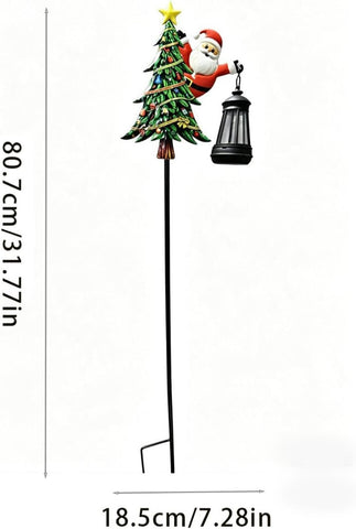 Solar Christmas Stake Lights Tree Santa Lantern Walkway Lighting