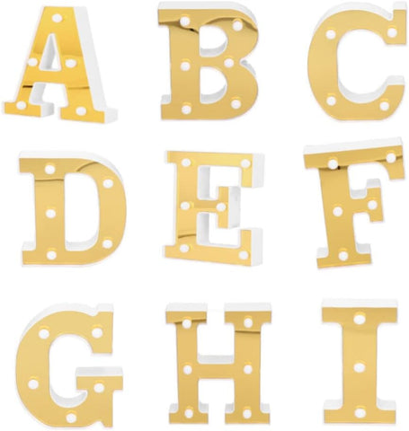 Gold LED Alphabet Letter Light T Warm White Battery Decorative Lamp UK