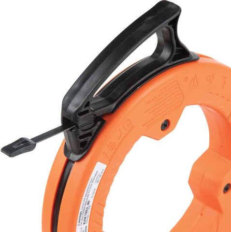 Klein Tools 25FT Steel Fish Tape 1/4 Inch Spring Steel Cable Puller with Laser Etched Markings Slim Tip Electrical Conduit Tool UK