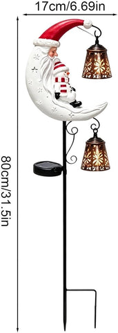 Solar Christmas Lights - LED Santa Snowman, Moon Stake Lamp, Garden Decor