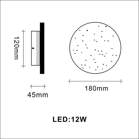 Black Wall Sconce Indoor,Hallway Sconces Wall Lighting Round,Led Cement Wall Lamp Hardwired,Minimalist Wall Mount Light Flat Design,Modern Sconces Lighting for Bedroom,Living Room,12w 3000k,Warm White