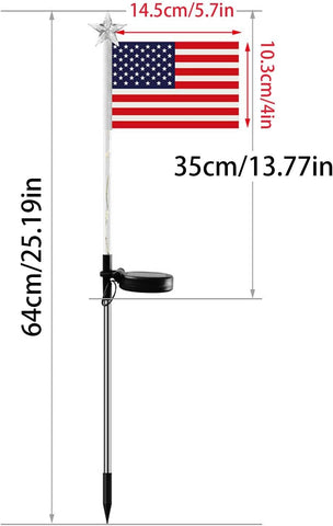American Flag Lights Outdoor Waterproof LED Solar Independence Day Lights