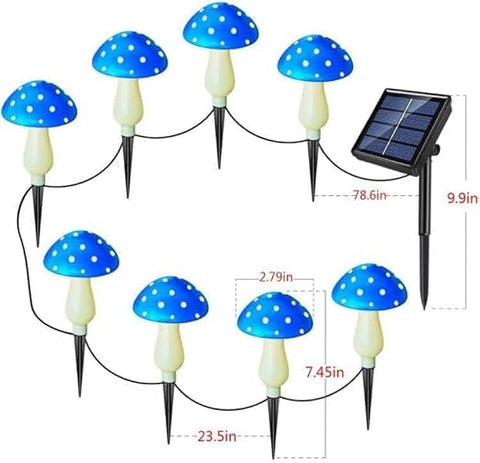 Night scene with glowing mushroom LED lights


