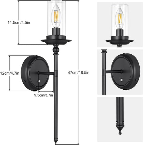Rechargeable Battery Wall Sconce Set of 2 with Remote