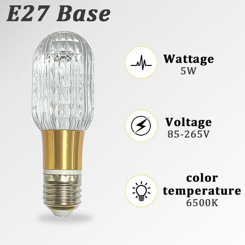 E27 Acrylic Crystal LED Bulb 5W 6000K White Light