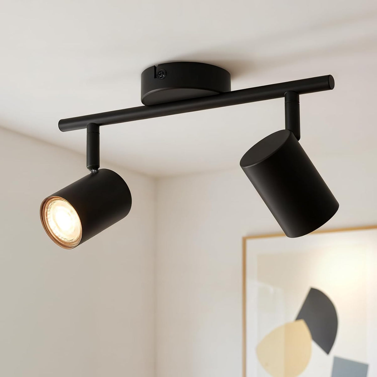 Kitchen Ceiling Light 2 Way Adjustable Black GU10 Spotlights