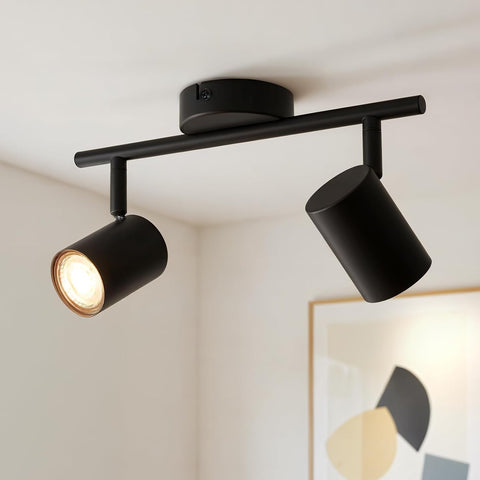 Kitchen Ceiling Light 2 Way Adjustable Black GU10 Spotlights