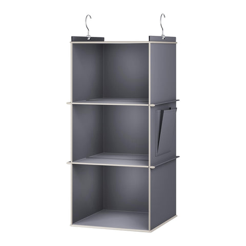 YOUDENOVA Hanging Wardrobe Organiser, 6 Shelves with Side Pockets, Grey – Make Every Shelf Count