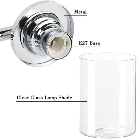 osoan 2 Lights Modern Vintage Wall Light, Industrial Glass Uplight Fixture