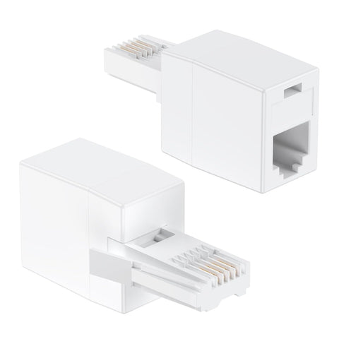 Uvital BT to RJ11 Cable Adapter, British Modular Standard Plug Male to Metric RJ11 Female, 4 Wire Converter (2PCS)