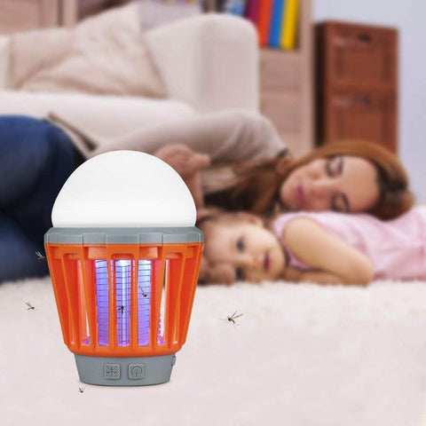 USB Rechargeable Mosquito Repellent Camping Lantern – Waterproof Bug Zapper with LED Light & Hook