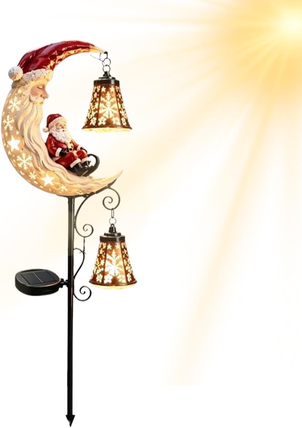Solar Santa with Lantern Resin Christmas LED Moon Lights