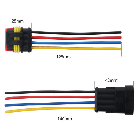 GTIWUNG 5 Kit 4 Pin Way Waterproof Electrical Connector Wire, Automotive Wire Connectors, Car Plug Socket Kit with Wire, Insulated and Sealed, Terminal Connector