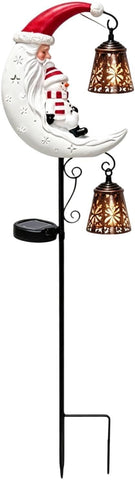 Solar Christmas Lights - LED Santa Snowman, Moon Stake Lamp, Garden Decor