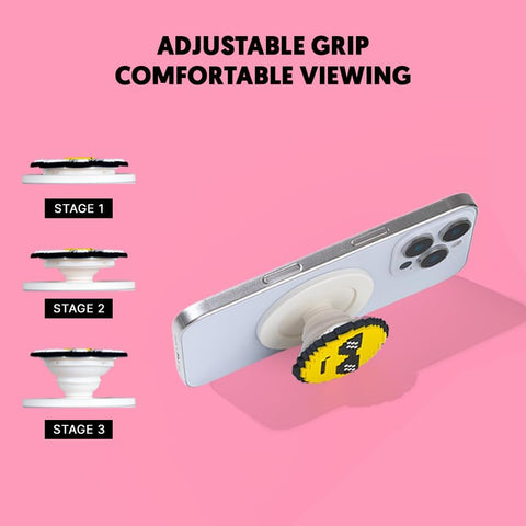 3D Pixel Art MagSafe Phone Grip & Stand – Yummy Smile Emoji White