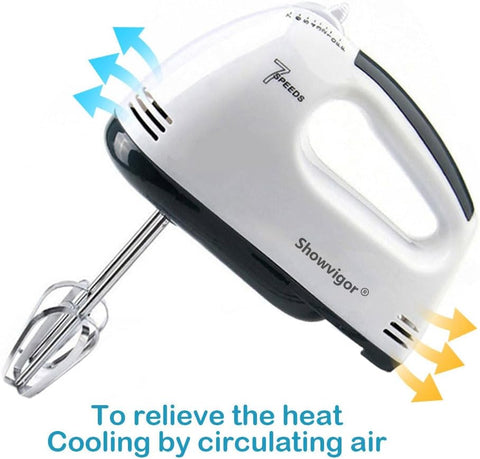 Electric Hand Mixer – 7 Speed + Turbo Boost, 4 Stainless Steel Attachments, Lightweight Egg & Dough Whisk for Baking