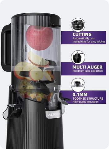 Slow Masticating Juicer 300W 5.3" Wide Chute 1.8L Auto-Feed Extractor