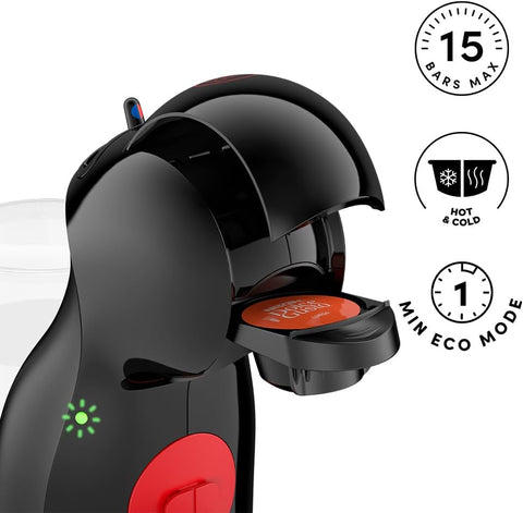 Nescafé Dolce Gusto Piccolo XS Manual Pod Coffee Machine by De’Longhi – Compact 15 Bar Pressure Coffee Maker, Hot & Cold Drink Options, Eco Mode, Black Red