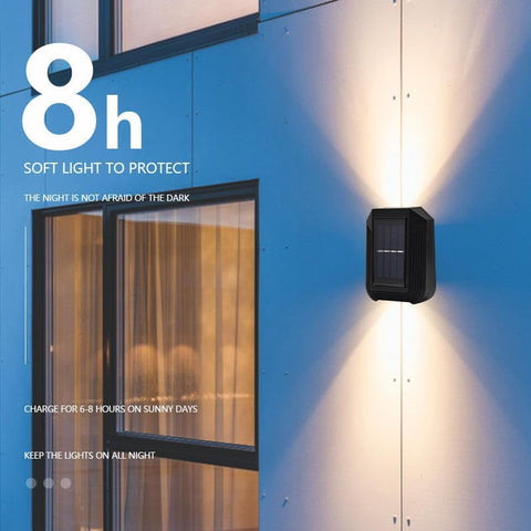 SOLARI 6 Led 2 Directional Solar Wall Light. Outdoor Waterproof Solar Daylight Sensor Garden/House wall, Staircase, Pathway, Fence Lighting. Dusk to Dawn Auto On/Off.