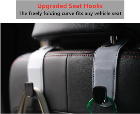 2 Pcs Leather Car Headrest Hooks – Universal Back Seat Hangers