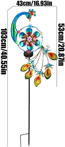 Solar Garden Lights - Decorative Metal Windmill with F