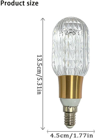 YELANGU Acrylic Crystal Bulb 5W Edison Screw Light 85-265V, 3000K Warm Light, E14 Base Professional Decorative lamp (1 Count E14-B003) [Energy Class F]