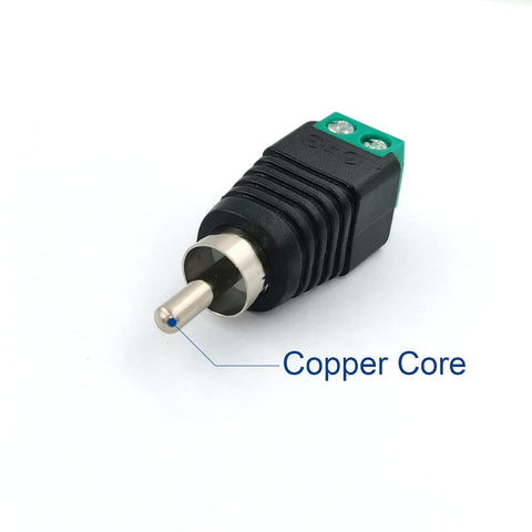 BRIEFCEC RCA Male to AV Screw Terminal Connector – 10 Pack, Solder-Free