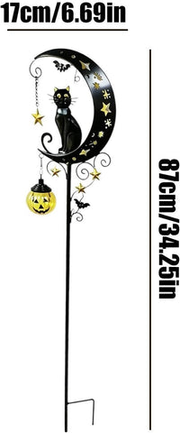 Solar Stake Lights Halloween Pathway Lighting Black Cat Pumpkin Moon