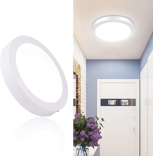 12W Flush Mounted LED Panel Ceiling Lights, Soft Daylight Flat Round Surface Mounted Downlight Lamp for Closet, Bedroom, Bathroom, Hallway, Kitchen, Basement Lighting 5000K Daylight