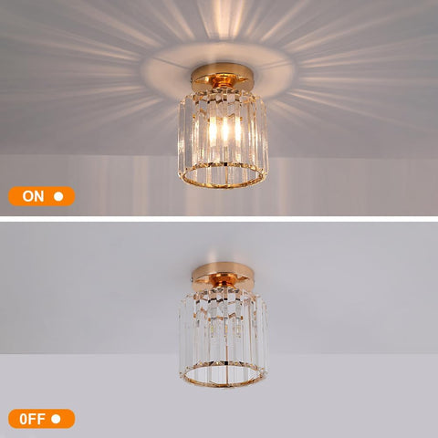 Modern Gold Crystal Flush Mount Ceiling Light Fixture for Home